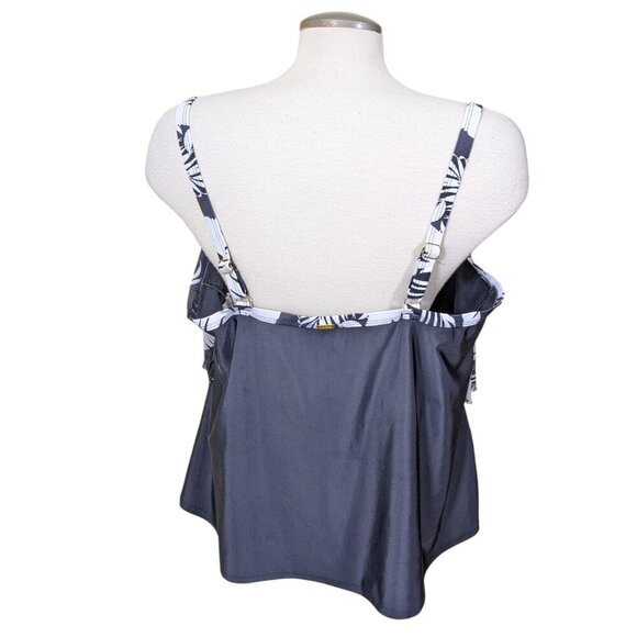 Krista Shape Solution Tankini Top Plus 3X Black White Floral Cruise Vacation - Picture 5 of 8